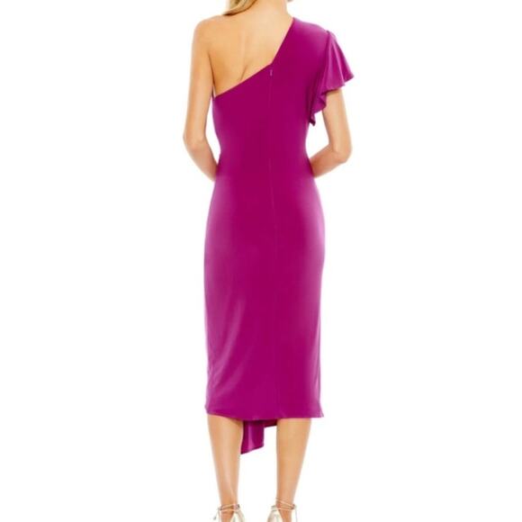 MacDuggal One shoulder midi length jersey dress pink size 4 - Picture 8 of 8